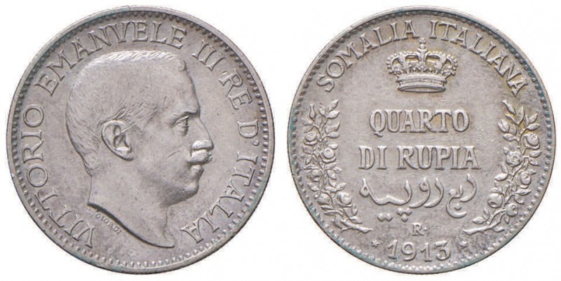Vittorio Emanuele III (1900-1946) Somalia - Quarto di rupia 1913 - Nomisma 1428 ...