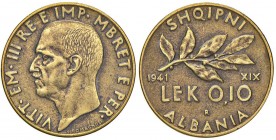 Vittorio Emanuele III (1900-1946) Albania - 0,10 Lek 1941 - Nomisma 1466 BR R Lucidata
SPL