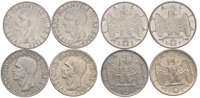 Vittorio Emanuele III (1900-1946) Lira 1936 (BB ma graffietti e piccole screpolature diffuse), 1939 XVII e XVIII, 1940 - AC Lotto di quattro monete
B...