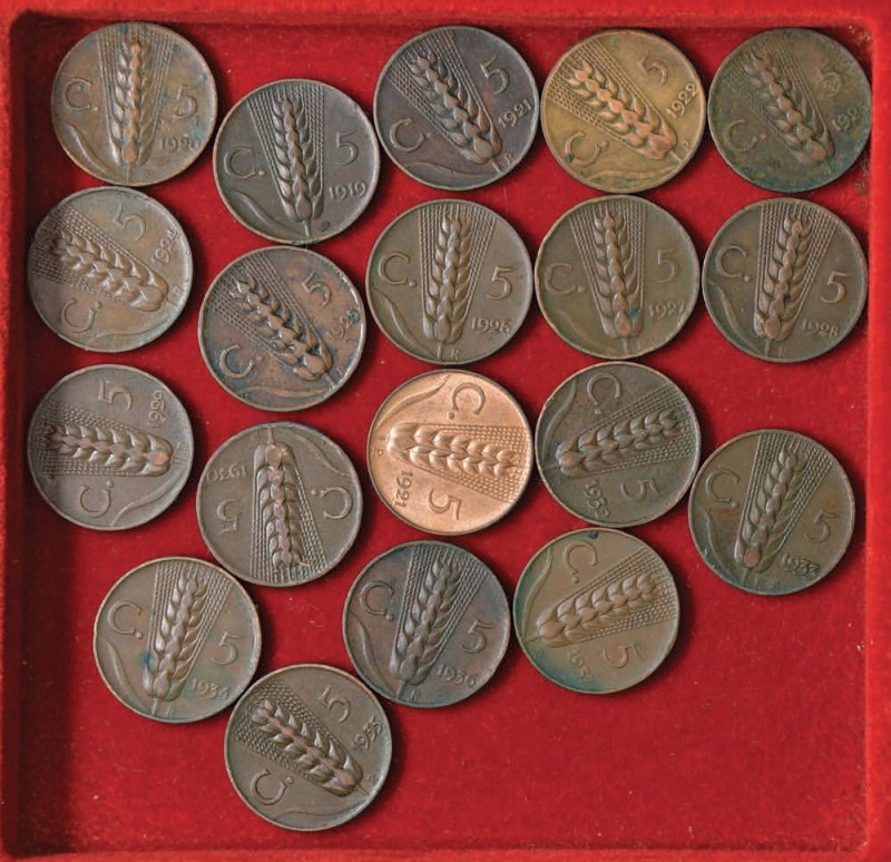 Vittorio Emanuele III (1900-1946) 5 Centesimi Spiga dal 1919 in poi - NI Lotto d...