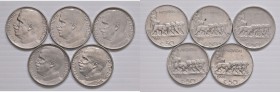 Vittorio Emanuele III (1900-1946) 50 Centesimi 1919 R, 50 Centesimi 1920 R e 50 Centesimi 1920 L, 50 Centesimi 1921 R (colpi al bordo) e 50 Centesimi ...