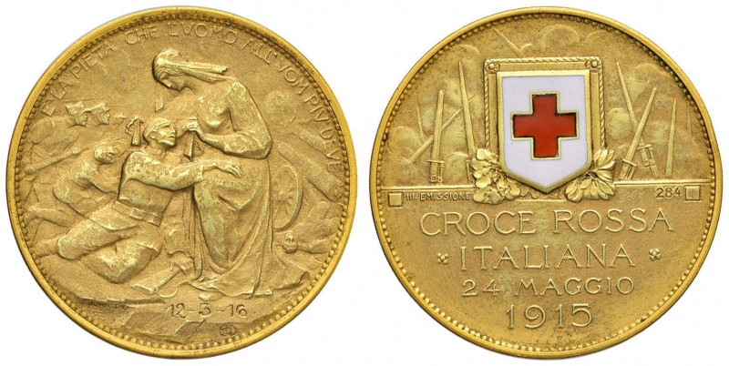 Croce Rossa - Medaglia 1915 Croce rossa - Nomisma 1472 AU (g 14,68) RR Colpetto ...