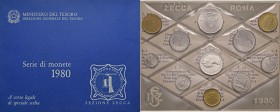 REPUBBLICA ITALIANA (1946-) Divisionale 1980 - 11 monete in confezione originale
FDC