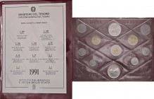 REPUBBLICA ITALIANA (1946-) Divisionale 1991 - 11 monete in confezione
FDC