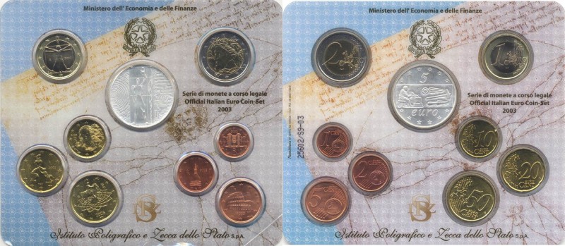 REPUBBLICA ITALIANA (1946-) Divisionale 2003 - 5 Euro Europa del Lavoro in argen...