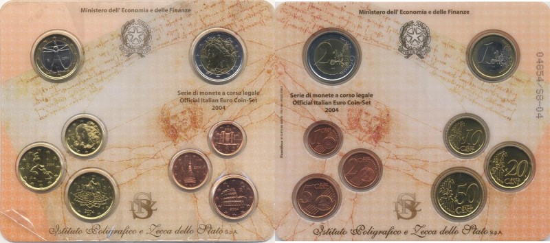 REPUBBLICA ITALIANA (1946-) Divisionale 2004 - 2 e 1 euro, 50, 20, 10, 5, 2 e 1 ...