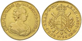 BELGIO Brabante - Maria Teresa (1740-1780) Doppia sovrana 1766 Bruxelles - KM 24 AU (g 11,00) Piccola screpolatura sul collo al D/
qBB