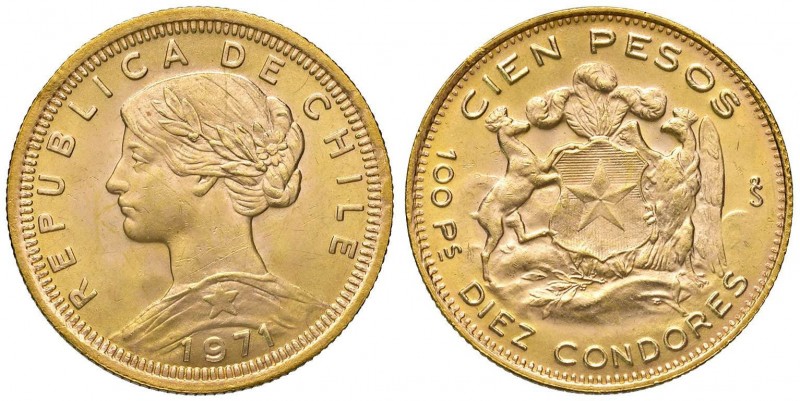 CILE 100 Pesos 1971 - KM 175 AU (g 20,34)
qFDC