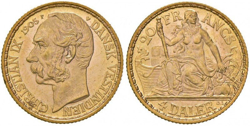 DANIMARCA - INDIE OCCIDENTALI Christiam IX (1863-1906) 4 Daler o 20 Franchi 1905...