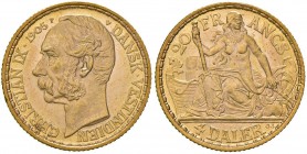 DANIMARCA - INDIE OCCIDENTALI Christiam IX (1863-1906) 4 Daler o 20 Franchi 1905 - KM 72 AU (g 6,43) Graffietto al R/
qFDC