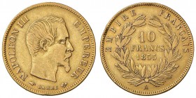 FRANCIA Napoleone III (1852-1870) 10 Franchi 1855 A - Gad. 1013 AU (g 3,22)
MB+