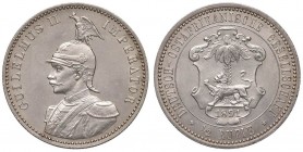 GERMANIA Africa dell’est - Wilhelm II (1888-1918) Mezza rupia 1891 - KM 4 AG (g 5,81) Colpetti al bordo, graffietti al R/
SPL