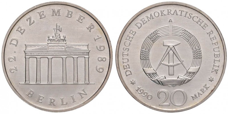 GERMANIA - DDR 20 Mark 1989 - KM 139a AG (g 18,17) Apertura della Porta di Brand...