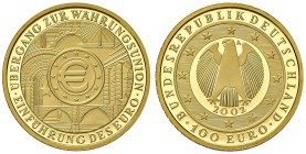 GERMANIA 100 Euro 2002 Introduzione dell’Euro - KM 220 AU (g 15,57)
FS