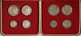 INGHILTERRA Giorgio VI (1936-1952) Maundy set 1944 - Lotto di 4 monete in astuccio rosso senza simboli 
FDC