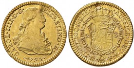 MESSICO Carlo IV (1788-1808) 2 Escudos 1794 - Cal. 1489 AU (g 6,76) Appiccagnolo rimosso. Graffio sulla guancia
BB+