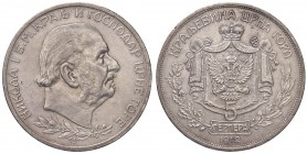 MONTENEGRO Nicola I (1910-1918) 5 Perpera 1912 - KM 15 AG (g 23,99) R Colpetti al bordo. Colpetti al D/
BB+