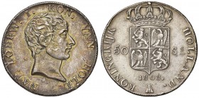 OLANDA Luigi Napoleone (1806-1810) 50 Stuivers 1808 - KM 28 AG (g 26,31) R Colpetto al bordo
SPL