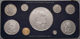 PANAMA Proof set 1975 - Lotto di nove monete in astuccio con certificato
FS