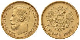 RUSSIA Nicola II (1894-1917) 5 Rubli 1898 - KM Y62; Fr 180 AU (g 4,33) Minimo colpetto al bordo
SPL