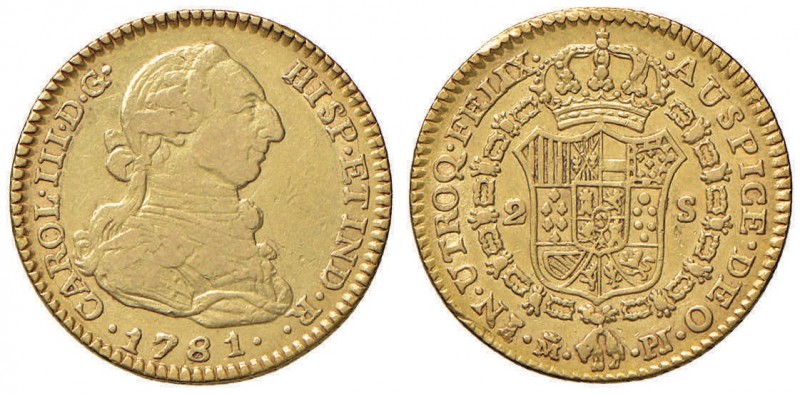 SPAGNA Carlo III (1759-1788) 2 escudos 1781 Madrid PJ - KM 417 AU (g 6,70)
BB/B...