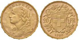 SVIZZERA Confederazione 20 Franchi 1930 - Fr. 499 AU (g 6,44) 
FDC/qFDC