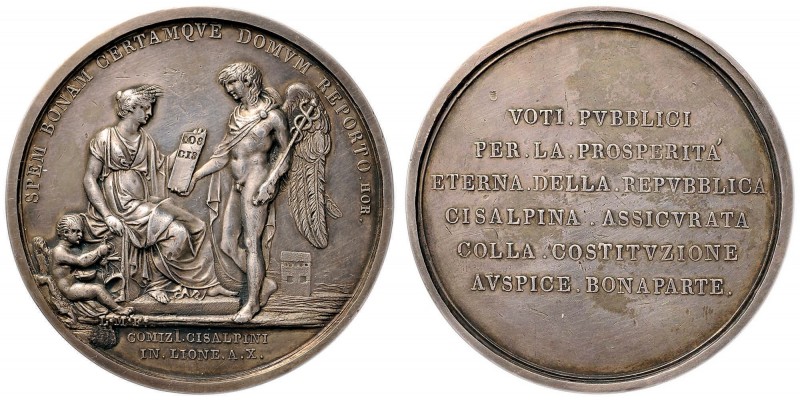 MEDAGLIE DI ETA’ NAPOLEONICA Medaglia 1802 Costituzione della Repubblica Italian...