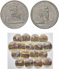 MEDAGLIE DI ETA’ NAPOLEONICA Medaglia portastampe - MB contenente 17 stampe d’epoca raffiguranti episodi delle campagne napoleoniche (g 35,51 in tutto...