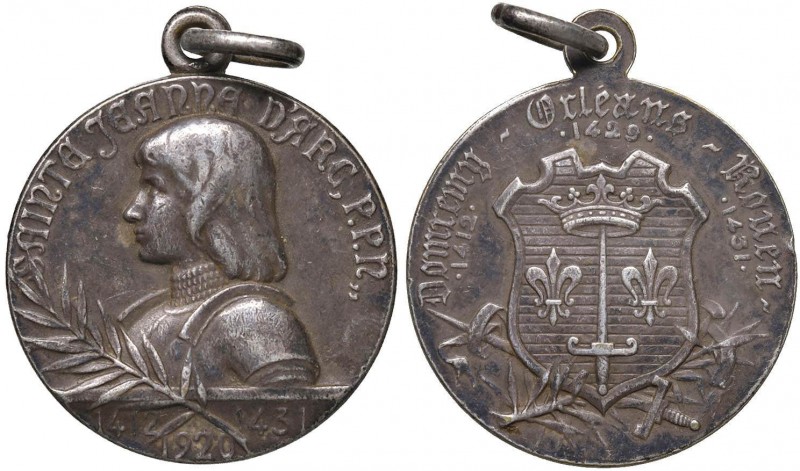 Santa Giovanna D’Arco Medaglia - Opus: 1920 - MA (g 10,35 - Ø 30 mm) Colpo al bo...