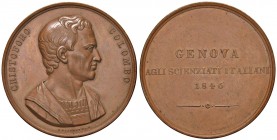 GENOVA Medaglia 1846 Cristoforo Colombo / Genova agli scienziati italiani - Opus: Girometti - AE (g 94,23 - Ø 56 mm) 
qSPL