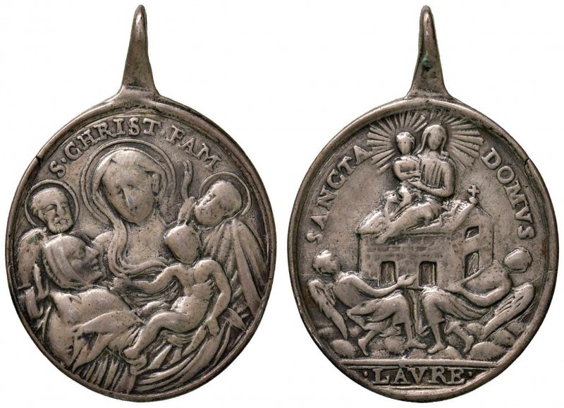 MEDAGLIE VOTIVE LAURETANE - Medaglia con la Sacra Famiglia e la traslazione - AG...