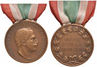Vittorio Emanuele III (1900-1946) Medaglia Unità d’Italia - Opus: S.J. - AE (g 13,01 - Ø 32 mm) Riconio. Con nastrino
SPL