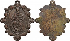 Placchetta raffigurante la Trinità. Bottega Paolo e Francesco de Levis (Verona, primo quarto del '600) - AE (g 59,00 - h 94 mm) RRR