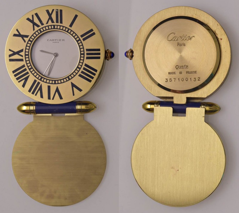 Pendulettes de voyage Must de Cartier, con certificato di garanzia, lista distri...