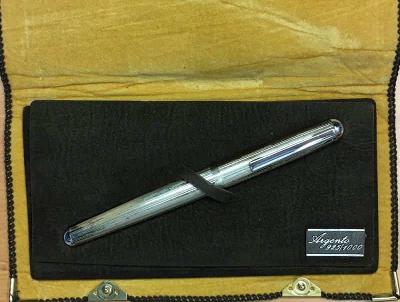 Penna Stilografica - Pennino Iridium point in argento 925 con custodia - 149 mm ...