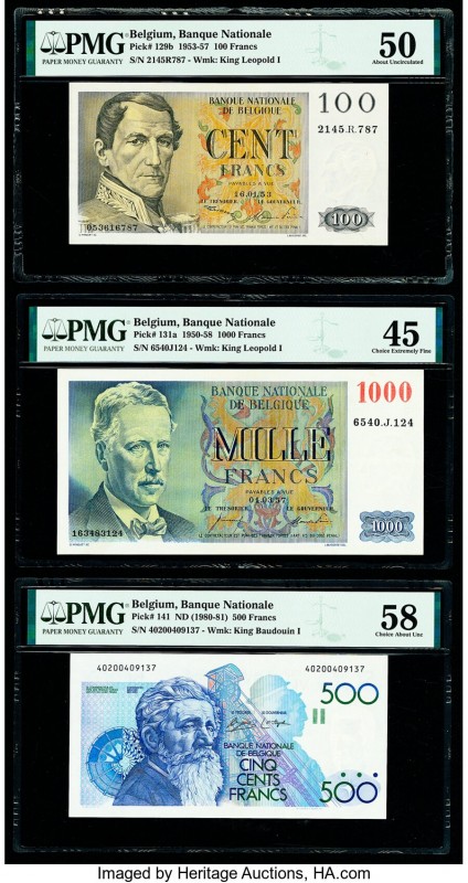 Belgium Nationale Bank Van Belgie 100; 1000 (2); 500 (2) Francs 16.1.1953; 1.3.1...
