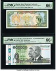 Bhutan Royal Monetary Authority 100 Ngultrum ND (1994) Pick 20 PMG Gem Uncirculated 66 EPQ; Cambodia National Bank of Cambodia 100,000 Riels 2012 Pick...