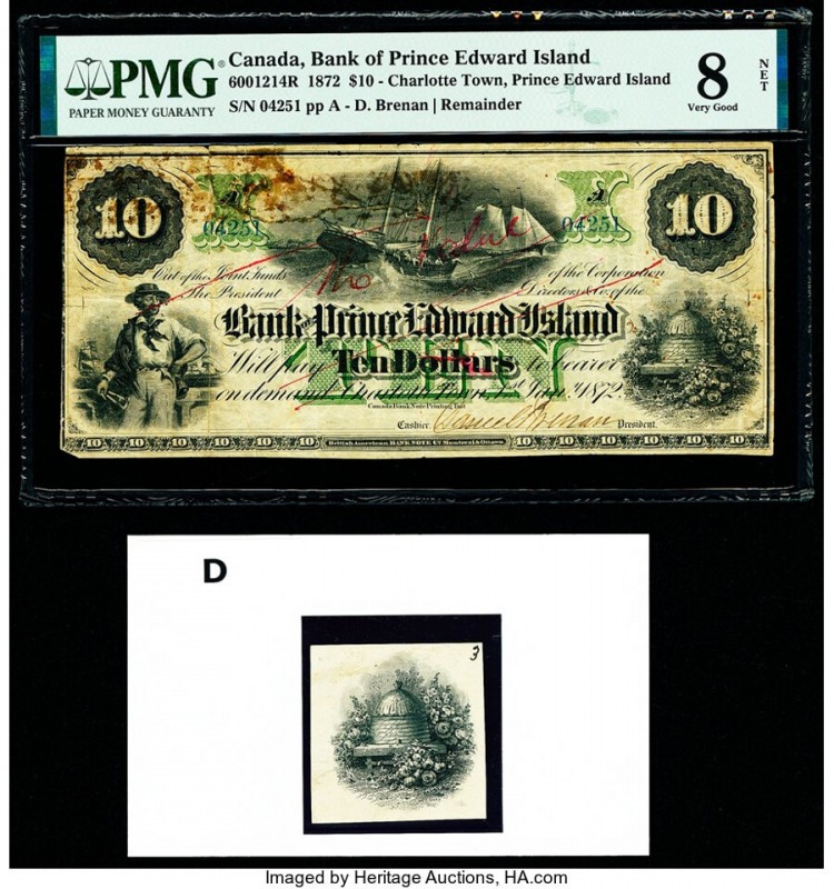 Canada Charlotte Town, PEI- Bank of Prince Edward Island $10 1.1.1872 Pick S1932...