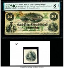 Canada Charlotte Town, PEI- Bank of Prince Edward Island $10 1.1.1872 Pick S1932r Ch.# 600-12-14R Remainder and Vignette PMG Very Good 8 Net. Pen canc...