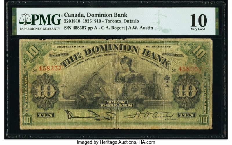Canada Toronto, ON- Dominion Bank $10 2.1.1925 Pick S1027a Ch.# 220-18-10 PMG Ve...