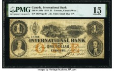 Canada Toronto, CW- International Bank of Canada $1 15.9.1858 Pick S1822k Ch.# 380-10-12-04a PMG Choice Fine 15. 

HID09801242017

© 2020 Heritage Auc...