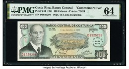 Costa Rica Banco Central de Costa Rica 100 Colones 13.12.1971 Pick 244 Commemorative PMG Choice Uncirculated 64. 

HID09801242017

© 2020 Heritage Auc...