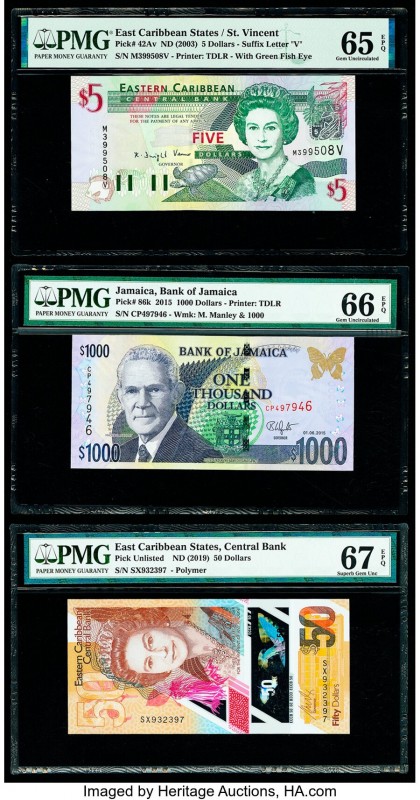 East Caribbean States Central Bank, St. Vincent 5; 50 Dollars ND (2003); ND (201...