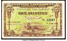 Egypt Egyptian Government 5 Piastres 1.6.1918 Pick 162 Very Fine. 

HID09801242017

© 2020 Heritage Auctions | All Rights Reserved