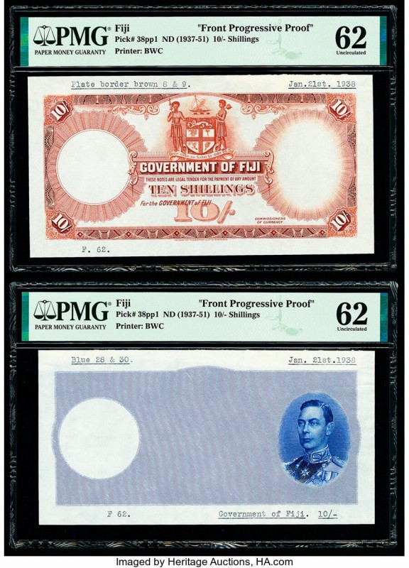 Fiji Government of Fiji 10 Shillings ND (1937-51) Pick 38pp1; 38pp2 Front and Ba...