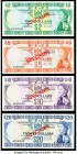 Fiji 1974 Specimen Set of 4 Examples About Uncirculated-Crisp Uncirculated. Barnes and Craik signature combination set. Pick numbers 72s, 73s, 74s and...