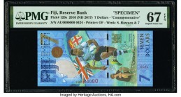 Fiji Reserve Bank of Fiji 7 Dollars 2016 (ND 2017) Pick 120s Commemorative Specimen PMG Superb Gem Unc 67 EPQ. Roulette Specimen punch.

HID0980124201...