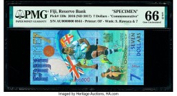 Fiji Reserve Bank of Fiji 7 Dollars 2016 (ND 2017) Pick 120s Specimen PMG Gem Uncirculated 66 EPQ. Pick 120s is perforated cancelled. 

HID09801242017...