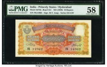 India Princely States, Hyderabad 10 Rupees ND (1939) Pick S274b Jhunjhunwalla-Razack 7.9.2 PMG Choice About Unc 58. Staple holes at issue.

HID0980124...