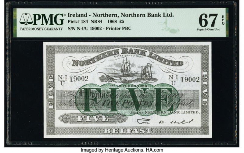 Ireland - Northern Northern Bank Limited 5 Pounds 1.10.1968 Pick 184 PMG Superb ...